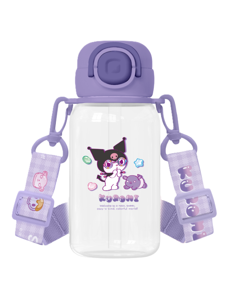 Sanrio Kuromi Sweet Factory Plastic Bottle With Straw & Strap 690ml