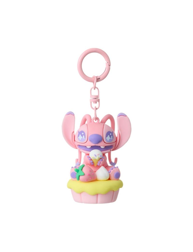 Disney Stitch Dinner Party Strawberry Cupcake Keychain Angel