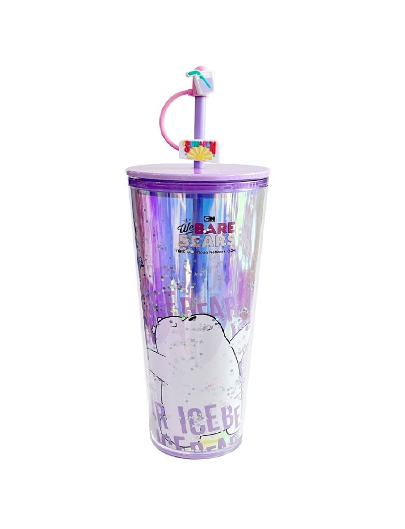 We Bare Bears Seaside Music Festival Ice Bear Double Wall Plastic Tumbler With Straw 800ml