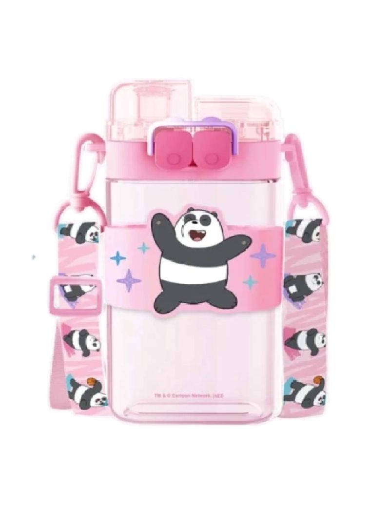 We Bare Bears Panda Bear Music Festival Plastic Water Bottle With Strap 560ml