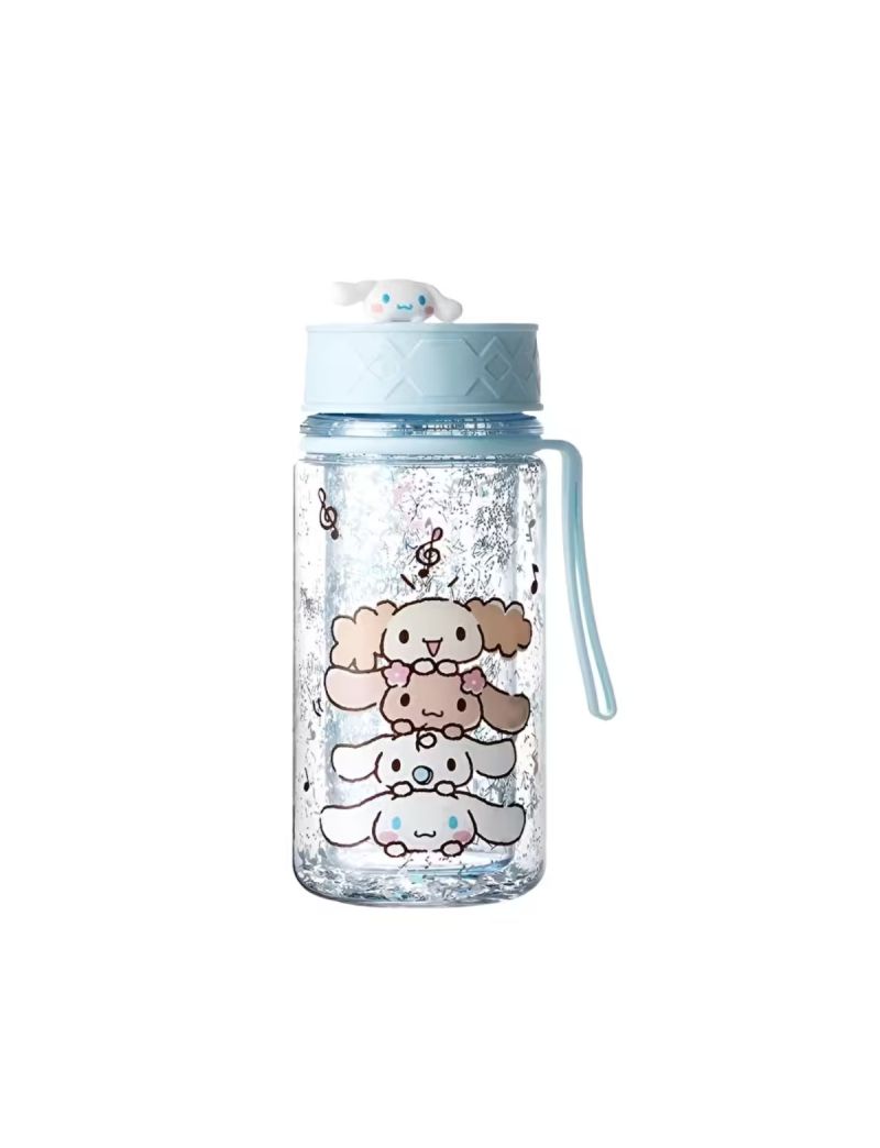 Sanrio Cinamaroll Glitter Plastic Water Bottle With Strap 300ml